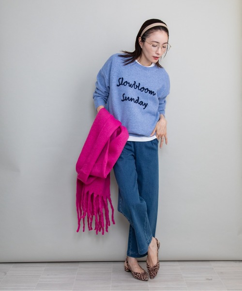 lodie（ロディ）の「”slowbloom"ロゴ刺繍ニット（ニット/セーター・レディース・アイボリー/ブルー/イエロー/グレー・FREE）」の14枚目の写真
