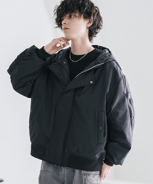 Rocky Monroe(ロッキーモンロー)の「オーバーサイズ DEWSPO N-2Bフライトミリタリー中綿ジャケット/ファーフードブルゾン(ミリタリージャケット・メンズ・ブラック/ホワイト/カーキ/ネイビー/ワイン・XL/M/L)」の19枚目の写真