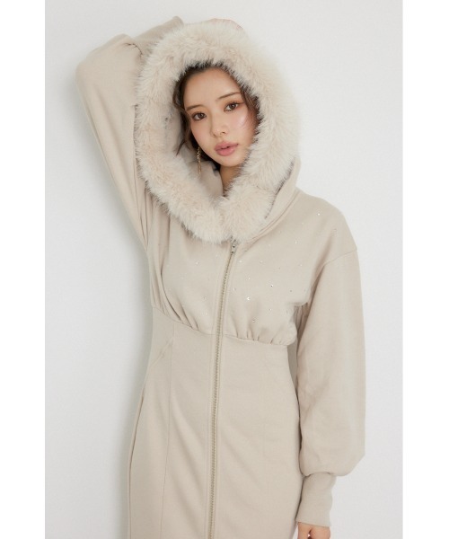 rienda(リエンダ)の「ショールカラーフードマーメイドカットワンピース 秋服 冬服(ワンピース・レディース・ホワイト/ベージュ/ブラック・SMALL/MEDIUM)」の16枚目の写真