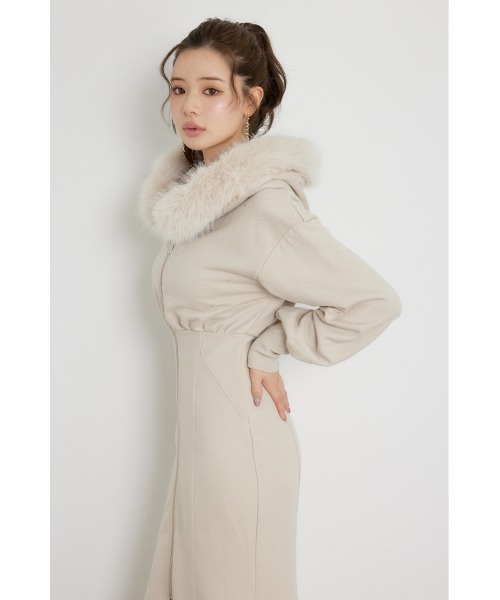 rienda(リエンダ)の「ショールカラーフードマーメイドカットワンピース 秋服 冬服(ワンピース・レディース・ホワイト/ベージュ/ブラック・SMALL/MEDIUM)」の17枚目の写真