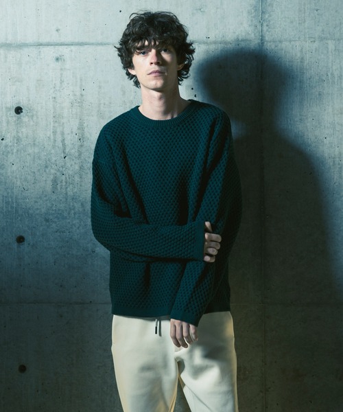 JH junhashimoto(ジェイエイチジュンハシモト)の「JH junhashimoto(ジェイエイチ ジュンハシモト)メッシュジャガードニット(ニット/セーター・メンズ・ブラック/ネイビー/グリーン・M/L/XL)」の15枚目の写真