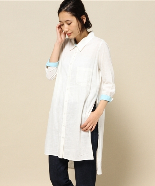 LOVELESS（ラブレス）の「【LOVELESS】WOMENS サイドスリットリネンロングシャツ（シャツ/ブラウス・レディース・ホワイト/ブラウン/ブルー・36/34）」の19枚目の写真