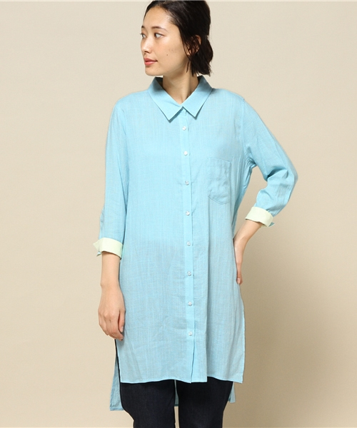 LOVELESS（ラブレス）の「【LOVELESS】WOMENS サイドスリットリネンロングシャツ（シャツ/ブラウス・レディース・ホワイト/ブラウン/ブルー・36/34）」の18枚目の写真