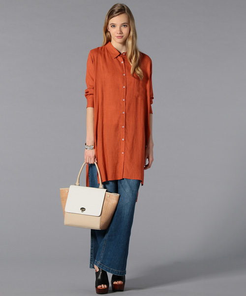 LOVELESS（ラブレス）の「【LOVELESS】WOMENS サイドスリットリネンロングシャツ（シャツ/ブラウス・レディース・ホワイト/ブラウン/ブルー・36/34）」の17枚目の写真