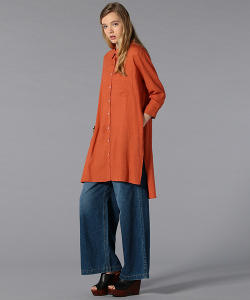 LOVELESS（ラブレス）の「【LOVELESS】WOMENS サイドスリットリネンロングシャツ（シャツ/ブラウス・レディース・ホワイト/ブラウン/ブルー・36/34）」の21枚目の写真