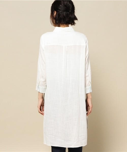 LOVELESS（ラブレス）の「【LOVELESS】WOMENS サイドスリットリネンロングシャツ（シャツ/ブラウス・レディース・ホワイト/ブラウン/ブルー・36/34）」の6枚目の写真