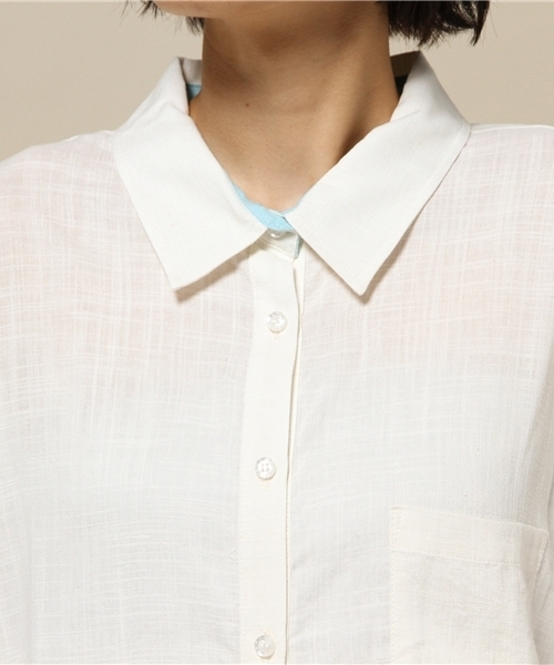 LOVELESS（ラブレス）の「【LOVELESS】WOMENS サイドスリットリネンロングシャツ（シャツ/ブラウス・レディース・ホワイト/ブラウン/ブルー・36/34）」の7枚目の写真