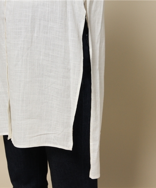 LOVELESS（ラブレス）の「【LOVELESS】WOMENS サイドスリットリネンロングシャツ（シャツ/ブラウス・レディース・ホワイト/ブラウン/ブルー・36/34）」の10枚目の写真
