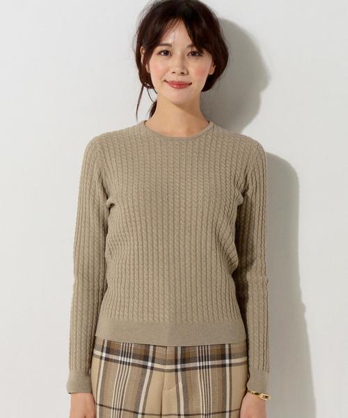 UNITED ARROWS(ユナイテッドアローズ)の「○UWBT MINI CABLE ニット(ニット/セーター・レディース・オフホワイト/ベージュ/ダークグリーン/ネイビー・FREE)」の18枚目の写真