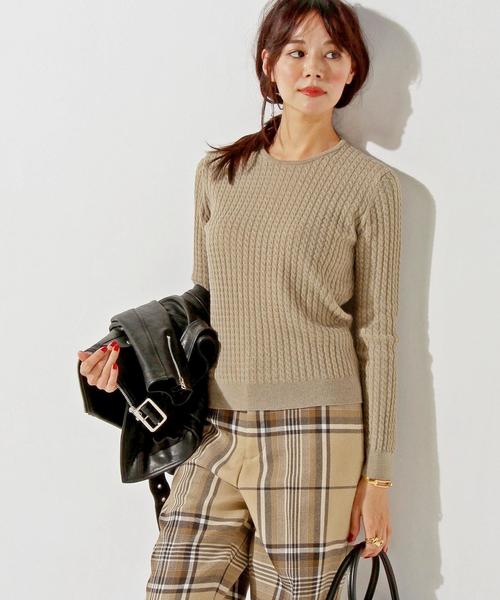 UNITED ARROWS(ユナイテッドアローズ)の「○UWBT MINI CABLE ニット(ニット/セーター・レディース・オフホワイト/ベージュ/ダークグリーン/ネイビー・FREE)」の17枚目の写真