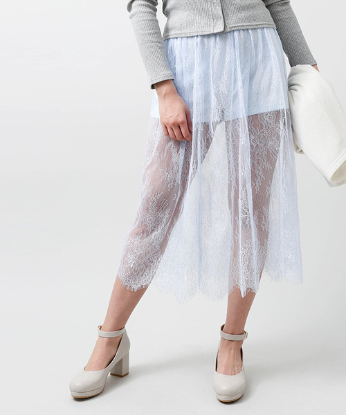 WEGO(ウィゴー)の「WEGO/2WAYシアーレースギャザースカート(スカート・レディース・ピンク/ホワイト/イエロー/ブラック/サックスブルー・FREE)」の3枚目の写真