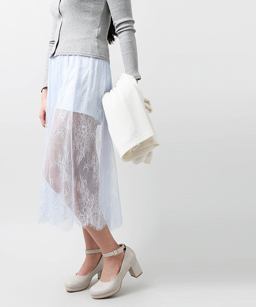 WEGO(ウィゴー)の「WEGO/2WAYシアーレースギャザースカート(スカート・レディース・ピンク/ホワイト/イエロー/ブラック/サックスブルー・FREE)」の7枚目の写真