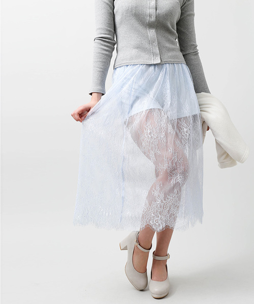 WEGO(ウィゴー)の「WEGO/2WAYシアーレースギャザースカート(スカート・レディース・ピンク/ホワイト/イエロー/ブラック/サックスブルー・FREE)」の8枚目の写真