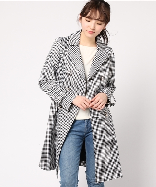 Honeys（ハニーズ）の「プリンセスラインドレストレンチコート（トレンチコート・レディース・アイボリー/ブラック×ホワイト/サックスブルー/ピンク/ベージュ・M/L）」の3枚目の写真