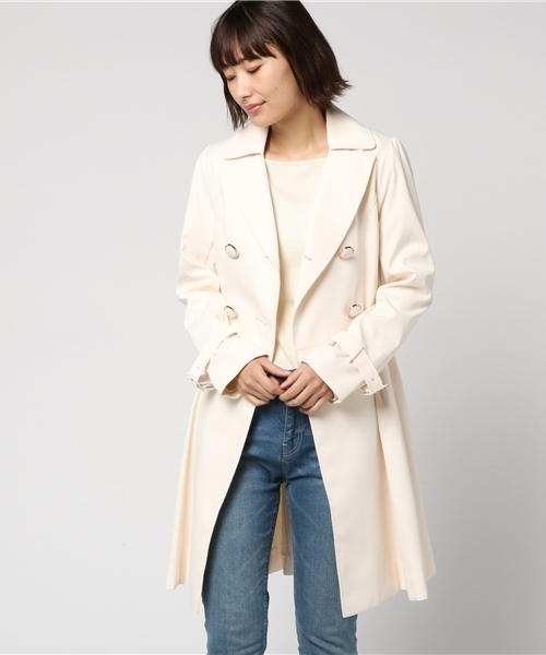 Honeys（ハニーズ）の「プリンセスラインドレストレンチコート（トレンチコート・レディース・アイボリー/ブラック×ホワイト/サックスブルー/ピンク/ベージュ・M/L）」の2枚目の写真