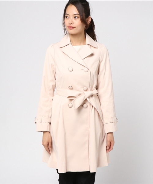 Honeys（ハニーズ）の「プリンセスラインドレストレンチコート（トレンチコート・レディース・アイボリー/ブラック×ホワイト/サックスブルー/ピンク/ベージュ・M/L）」の6枚目の写真