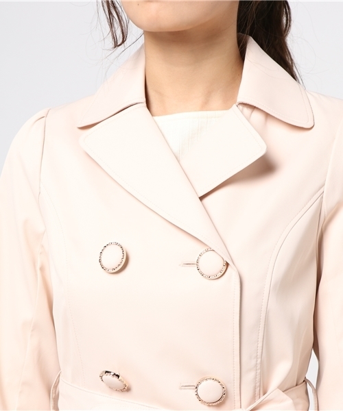 Honeys（ハニーズ）の「プリンセスラインドレストレンチコート（トレンチコート・レディース・アイボリー/ブラック×ホワイト/サックスブルー/ピンク/ベージュ・M/L）」の9枚目の写真