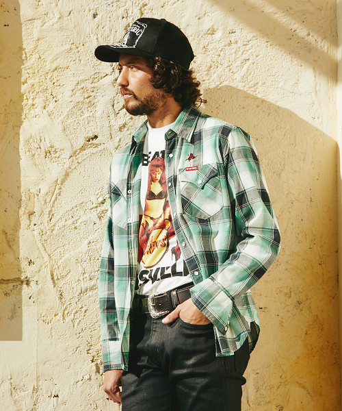 HYSTERIC GLAMOUR(ヒステリックグラマー)の「長袖ウエスタンSH(シャツ/ブラウス・メンズ・ピンク系その他/グリーン系その他/ブルー系その他・SMALL/MEDIUM/LARGE)」の1枚目の写真