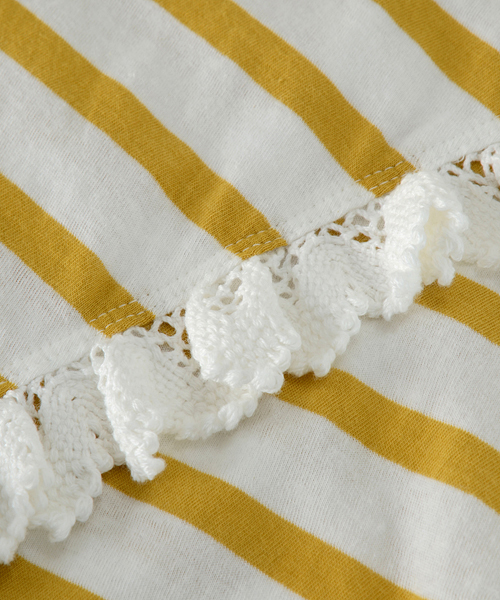 Ne-net（ネネット）の「S なみなみレースボーダー（Tシャツ/カットソー・レディース・イエロー/ブルー/グリーン・02）」の4枚目の写真