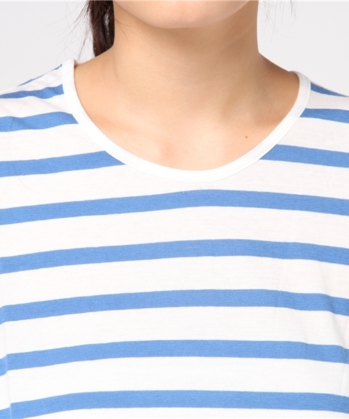 Ne-net（ネネット）の「S なみなみレースボーダー（Tシャツ/カットソー・レディース・イエロー/ブルー/グリーン・02）」の12枚目の写真