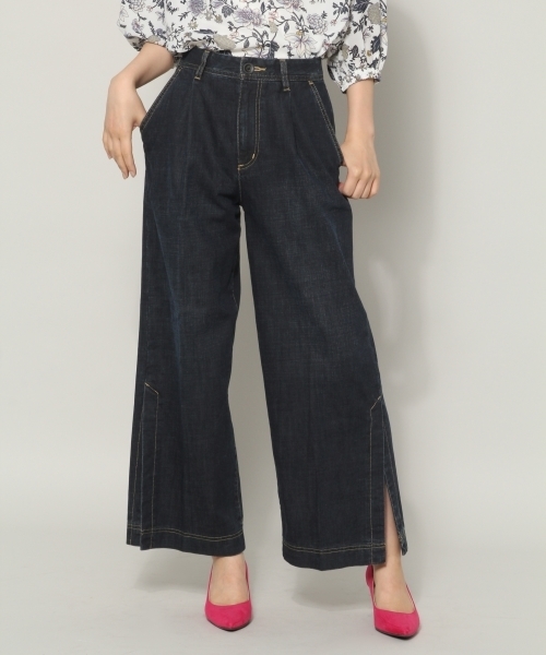 BLISS POINT(ブリスポイント)の「【Sサイズ展開】スソスリットデニムパンツ / 764548(デニムパンツ・レディース・ブラック/ネイビー・SMALL/LARGE/MEDIUM)」の2枚目の写真