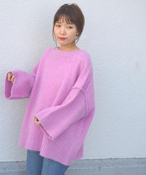 Another Edition(アナザーエディション)の「ボートネックビッグニットプルオーバー ◆(ニット/セーター・レディース・ナチュラル/コバルトブルー/ピンク・FREE)」の3枚目の写真