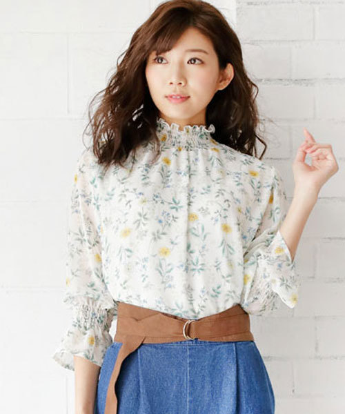 GeeRA（ジーラ）の「選べる！花柄シフォンブラウス＆スカート（シャツ/ブラウス・レディース・ホワイト/オフホワイト/ホワイト系その他・LARGE/MEDIUM）」の2枚目の写真