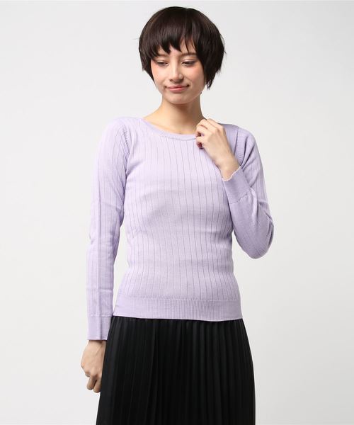 GeeRA（ジーラ）の「洗える制菌加工ワイドリブニット（Tシャツ/カットソー・レディース・ライトグレー/ラベンダー/オフホワイト/ブラック・LARGE/MEDIUM/SMALL/X-LARGE/XX-LARGE）」の7枚目の写真