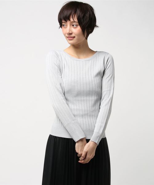 GeeRA（ジーラ）の「洗える制菌加工ワイドリブニット（Tシャツ/カットソー・レディース・ライトグレー/ラベンダー/オフホワイト/ブラック・LARGE/MEDIUM/SMALL/X-LARGE/XX-LARGE）」の8枚目の写真