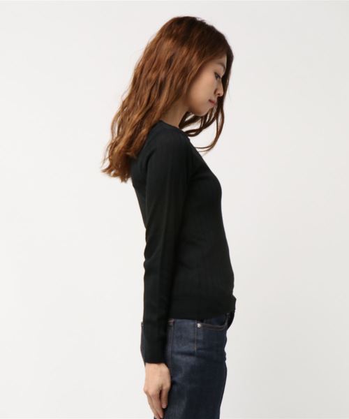 GeeRA（ジーラ）の「洗える制菌加工ワイドリブニット（Tシャツ/カットソー・レディース・ライトグレー/ラベンダー/オフホワイト/ブラック・LARGE/MEDIUM/SMALL/X-LARGE/XX-LARGE）」の5枚目の写真