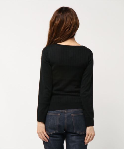 GeeRA（ジーラ）の「洗える制菌加工ワイドリブニット（Tシャツ/カットソー・レディース・ライトグレー/ラベンダー/オフホワイト/ブラック・LARGE/MEDIUM/SMALL/X-LARGE/XX-LARGE）」の6枚目の写真