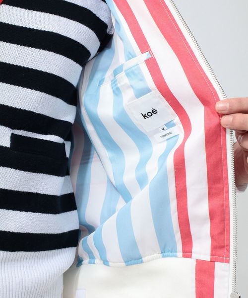 koe×THOM BROWNE（コエトムブラウン）の「[koe×THOM BROWNE]MENS TRACK JACKET（ブルゾン・メンズ・マルチ/ストライプ・LARGE/MEDIUM/SMALL）」の19枚目の写真