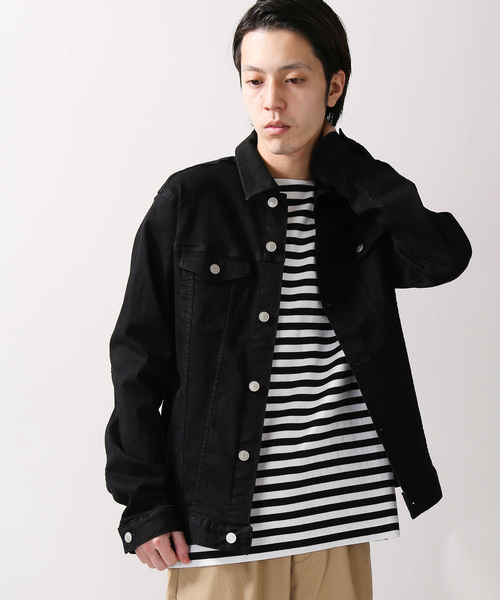 WEGO（ウィゴー）の「WEGO/ストレッチカラーデニムジャケット（デニムジャケット・メンズ・ブラック/ホワイト・LARGE/SMALL/MEDIUM/X-LARGE）」の2枚目の写真