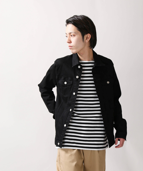 WEGO（ウィゴー）の「WEGO/ストレッチカラーデニムジャケット（デニムジャケット・メンズ・ブラック/ホワイト・LARGE/SMALL/MEDIUM/X-LARGE）」の10枚目の写真