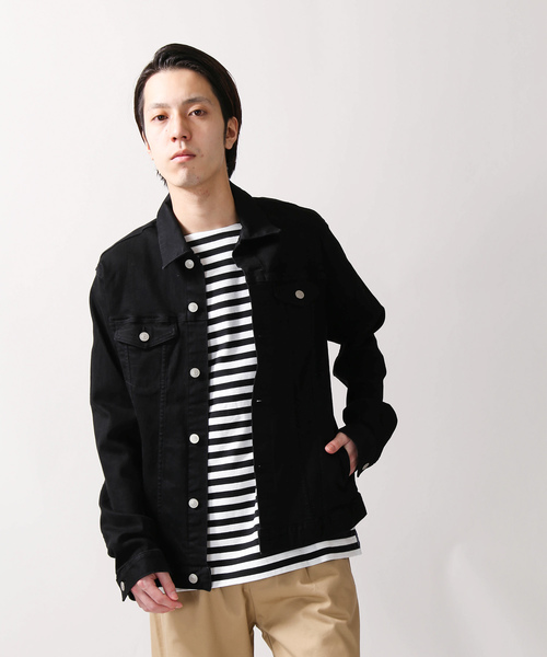 WEGO（ウィゴー）の「WEGO/ストレッチカラーデニムジャケット（デニムジャケット・メンズ・ブラック/ホワイト・LARGE/SMALL/MEDIUM/X-LARGE）」の9枚目の写真