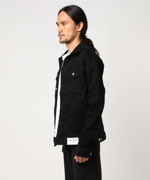 WEGO（ウィゴー）の「WEGO/ストレッチカラーデニムジャケット（デニムジャケット・メンズ・ブラック/ホワイト・LARGE/SMALL/MEDIUM/X-LARGE）」の4枚目の写真