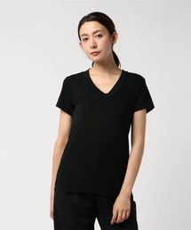 KOBE LETTUCE | レーヨン混シンプルVネックストレッチTシャツ/レディース/半袖/カットソー[C3293]神戸レタス(Tシャツ/カットソー)
