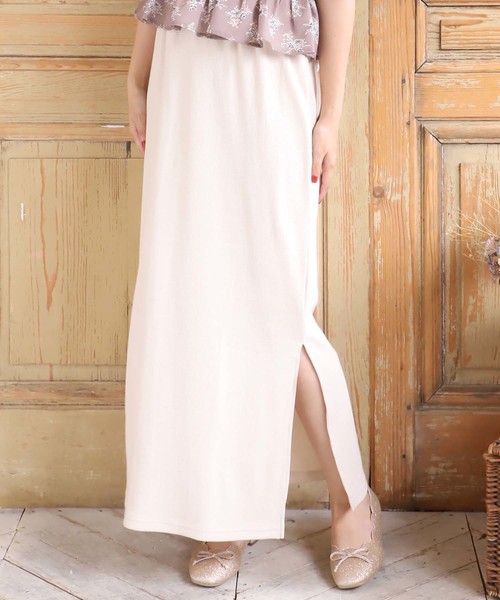 one after another NICE CLAUP（ワンアフターアナザーナイスクラップ）の「サーマルミディスカート（スカート・レディース・アイボリー/ベージュ/ミント/コーラルピンク・FREE）」の2枚目の写真