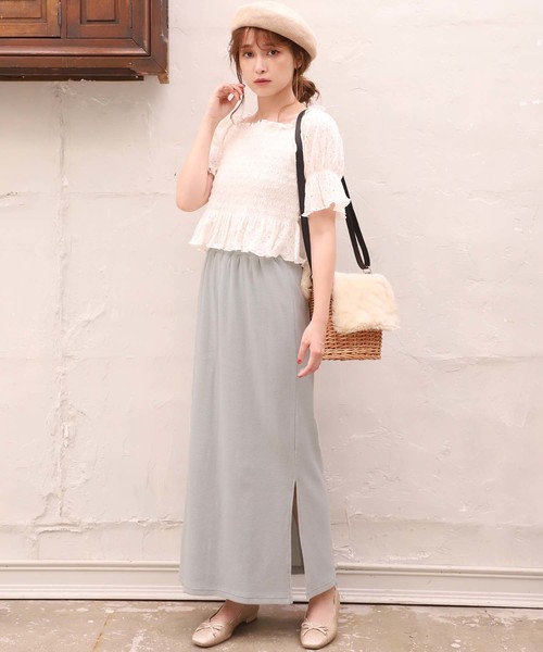 one after another NICE CLAUP（ワンアフターアナザーナイスクラップ）の「サーマルミディスカート（スカート・レディース・アイボリー/ベージュ/ミント/コーラルピンク・FREE）」の22枚目の写真