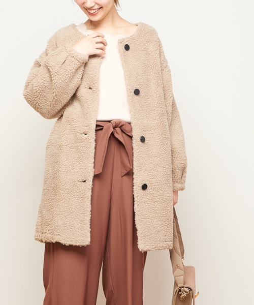 natural couture(ナチュラルクチュール)の「ボアハーフコート(その他アウター・レディース・ベージュ/ピンク/アイボリー/ボルドー・FREE)」の12枚目の写真