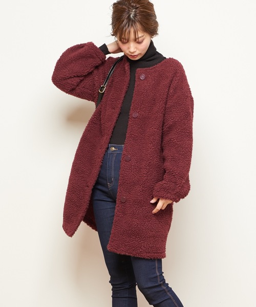 natural couture(ナチュラルクチュール)の「ボアハーフコート(その他アウター・レディース・ベージュ/ピンク/アイボリー/ボルドー・FREE)」の10枚目の写真