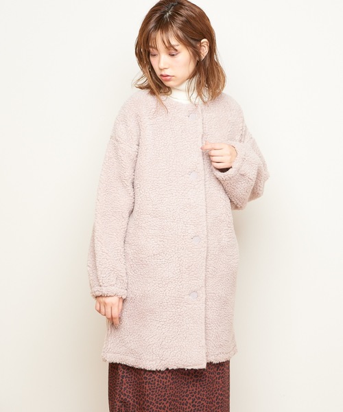 natural couture(ナチュラルクチュール)の「ボアハーフコート(その他アウター・レディース・ベージュ/ピンク/アイボリー/ボルドー・FREE)」の7枚目の写真