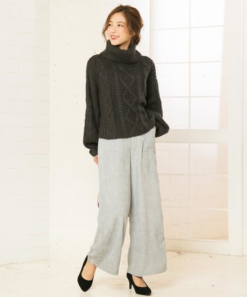 KOBE LETTUCE（コウベレタス）の「バックウエストゴム★コーデュロイワイドパンツ＊レディース/ボトムス/コーデュロイ[M2291]神戸レタス（その他パンツ・レディース・ベージュ/ネイビー/グレー・FREE）」の6枚目の写真