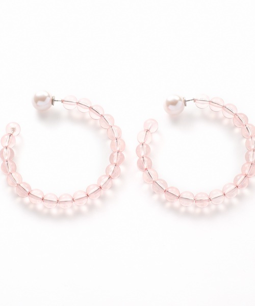 Casselini（キャセリーニ）の「クリアビーズフープピアス（ピアス（両耳用）・レディース・ピンク/ブルー/クリア・FREE）」の2枚目の写真