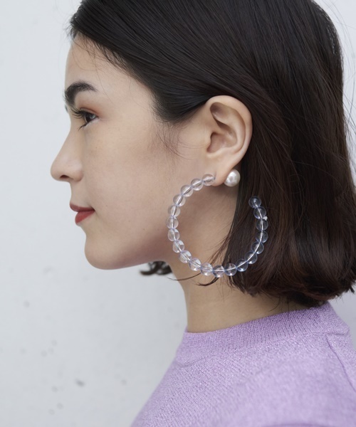 Casselini（キャセリーニ）の「クリアビーズフープピアス（ピアス（両耳用）・レディース・ピンク/ブルー/クリア・FREE）」の9枚目の写真