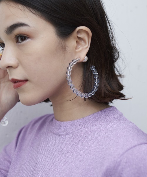 Casselini（キャセリーニ）の「クリアビーズフープピアス（ピアス（両耳用）・レディース・ピンク/ブルー/クリア・FREE）」の10枚目の写真