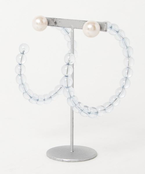 Casselini（キャセリーニ）の「クリアビーズフープピアス（ピアス（両耳用）・レディース・ピンク/ブルー/クリア・FREE）」の4枚目の写真