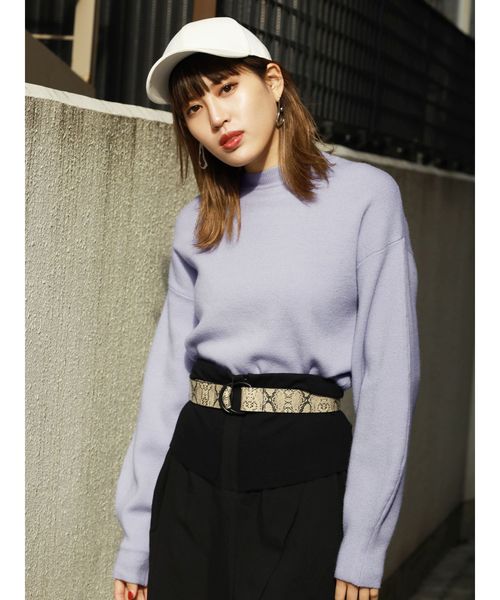 EMODA（エモダ）の「UPネックパフニット（ニット/セーター・レディース・ブラック/ミント/パープル/ブラウン・FREE）」の4枚目の写真