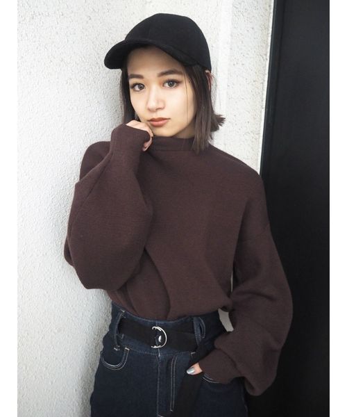 EMODA（エモダ）の「UPネックパフニット（ニット/セーター・レディース・ブラック/ミント/パープル/ブラウン・FREE）」の3枚目の写真