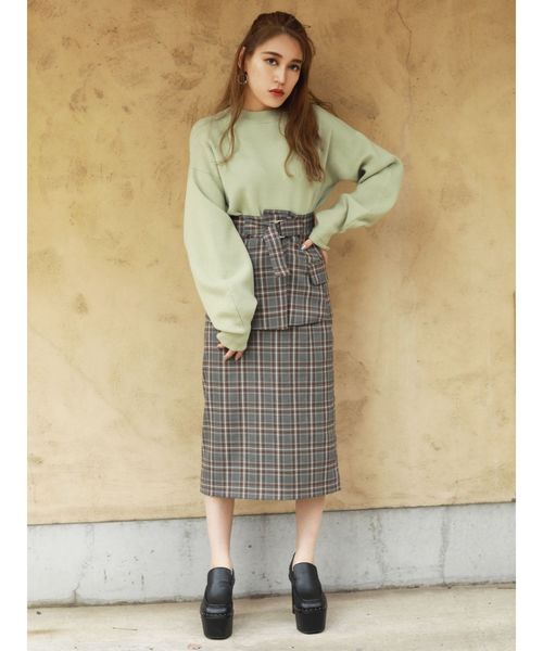 EMODA（エモダ）の「UPネックパフニット（ニット/セーター・レディース・ブラック/ミント/パープル/ブラウン・FREE）」の8枚目の写真